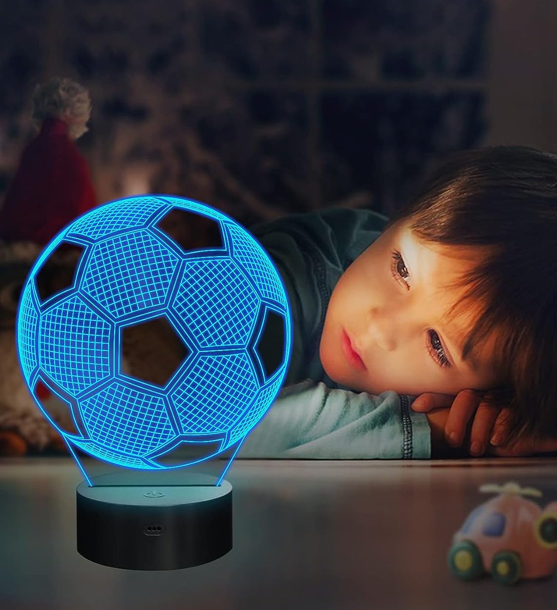 Lampă de noapte uimitoare pentru copii în formă de minge de fotbal - iluzie 3D